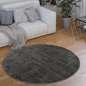 Tapis Doux Lavable 120 cm Rond Gris Foncé