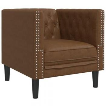 Sofá Chesterfield com Estilo Camurça Artificiosa Castanho