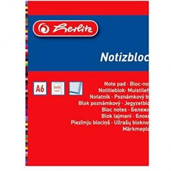 Herlitz Haushaltsnotizblock A6, 50 Blatt, 8 Stück