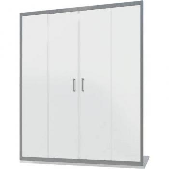 Verre opaque 6 mm porte double coulissante 160 cm – Aluminium chromé – Réglable 157‑161 cm – H190