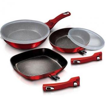 Berlinger Haus BH‑6796 – Lot de 5 casseroles en granit rouge