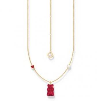 Thomas Sabo Gold Plated Red Bear Necklace with Pearl