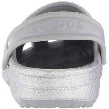 Crocs Unisex-Kinder Classic Glitter K Clogs, Silber 25-26 EU
