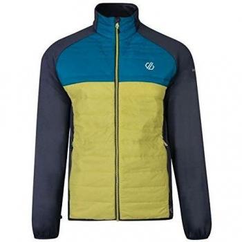 Dare 2b Herren Koordinierte Schnelltrocknende & Antibakterielle Iloft Wool Hybrid Kapuzenjacke Baffled/Quilted, Ebenholzgrau/Zitronenlime, XXS