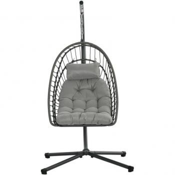 Rattan Breeze: Dondolo Pensile con Cuscino e Struttura Acciaio