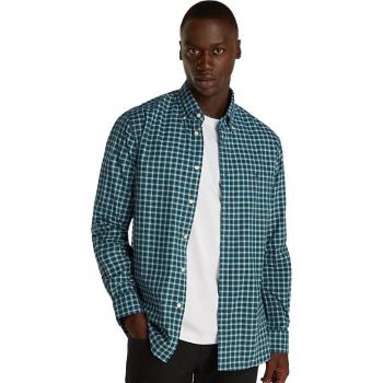 Camisa Tommy Hilfiger en popelín color verde con print tartán