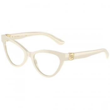 Dolce & Gabbana DG3394 Cat Eye Women's Eyewear, Color 3312, Ivory, Size 50