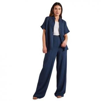 Tall Linen Wide Leg Bottoms – Long Tall Sally, Dark Navy, 12XL
