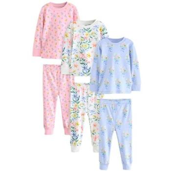 Next Pink/Blue Snuggle Pyjamas 3 Pack (9mths-16yrs) – „Pink/Blue Schlaf‑Set 3er