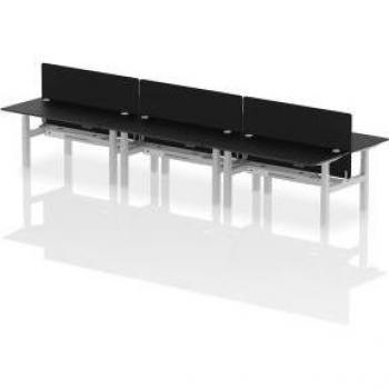 Black/Silver Air B2B 6‑Seat Height‑Adjusting Desk (1600×800)