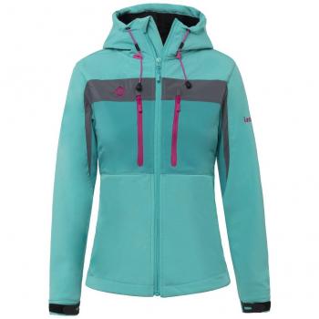 Inatye Softshell-Jacke für Damen, wasserdicht, Keramik/Aqua/Fuxia, XS