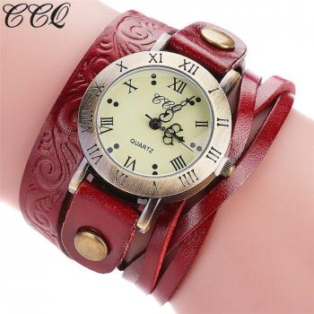 Bracelet Montre Femme Vintage Cuir Chiffres Romains Multicouche Quartz XRQ88