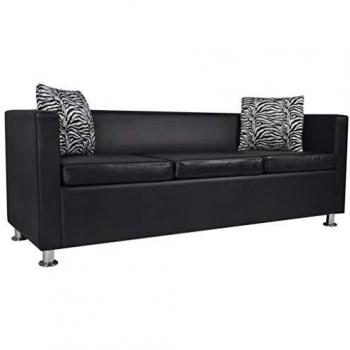 VidaXL 3-Sitzer Sofa Kunstleder Schwarz