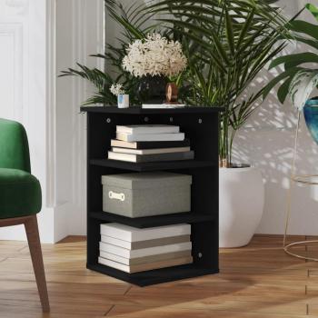 Armoire latérale en bois d'ingénierie noir avec 3 étagères