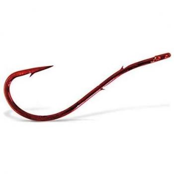 VMC 7054TR Red Worm Fishing Hooks (Size 4, Pack of 10)