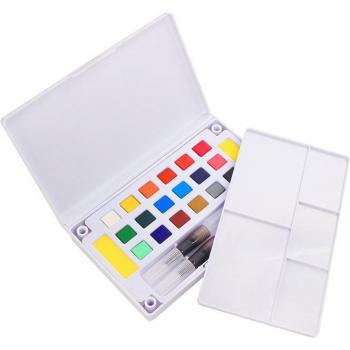 Travel Solid Watercolor Paint Set with Brush Pen