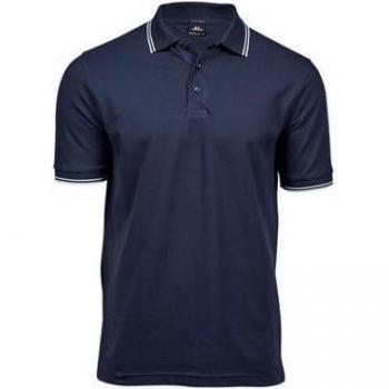 Herren Poloshirt Streifen dunkelgrau/weiß