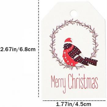 Christmas Wreath Bird Paper Labels 100 Pcs