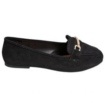 Ultra-Wide Faux Suede Loafers – Black, Size 8EEE