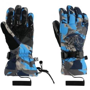 Spyder Blue Camo Gloves for Men L