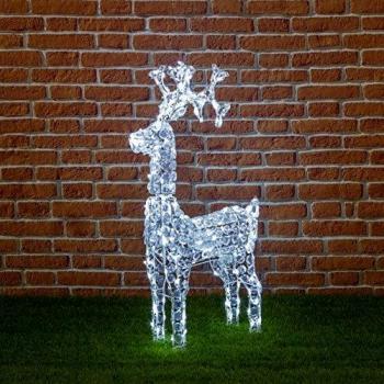 Xmasking renna con cristalli 200 led bianco freddo h 90 cm renne luminose decorazioni di natale per giardino luci natalizie