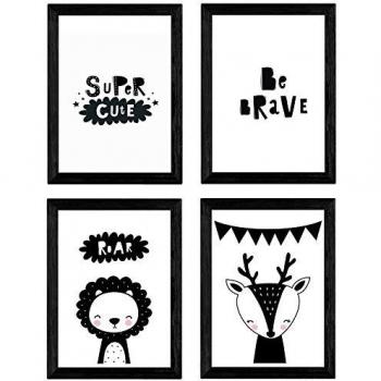 Set de 4 Láminas de Animales Be Brave