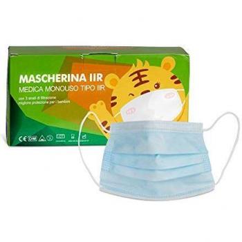 Helvei 50 Mascherine Chirurgiche per Figli (3-14)