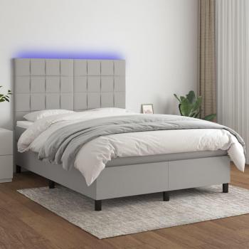VidaXL Boxspringbett mit Matratze & LED Hellgrau 140x200 cm