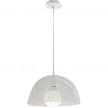 Suspension Harem 1 ampoule en métal, câble tissu blanc