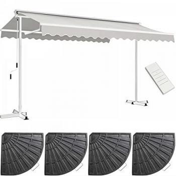 Parasol mobile électrique 4x3m taupe + 4 dalles