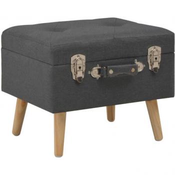 Tabouret Prolenta 40 cm, tissu gris foncé – rangement