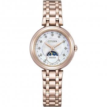 Exceed “Sakura Pink” Light‑Powered Citizen Eco‑Drive Radio‑Controlled Water‑Resistant White & Pink Wristwatch, EE