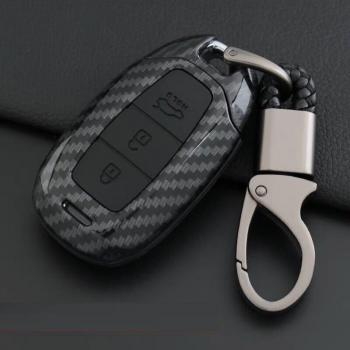 Carbon Fiber ABS Silicone Key Fob Cover for Hyundai Encino