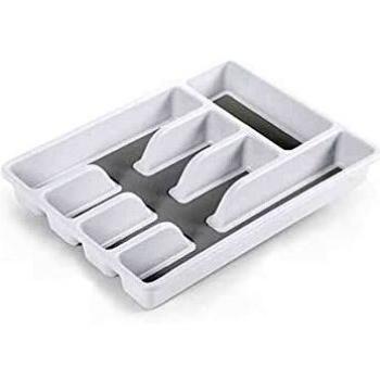 GICOS SRL Organizer Cassetti Porta Posate 5 Scomparti Bianco 26x36x5 cm