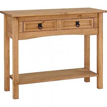 SECONIQUE Corona 2 Drawer Wooden Console Table (Pine)