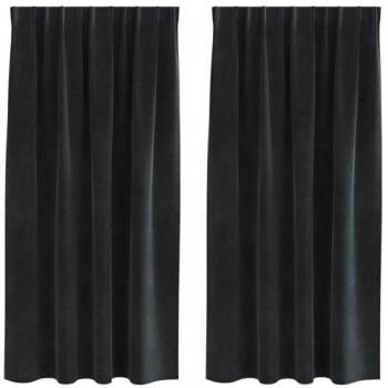 Tende oscuranti con nastro superiore 140×175 cm, 2 pezzi – Velluto nero