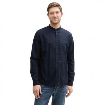 TOM TAILOR Langarmhemd Regular Fit Hemd mit Leinenanteil