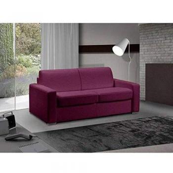 Canapé lit 3 places italien convertible 140 cm fuchsia matelas 18 cm inclus