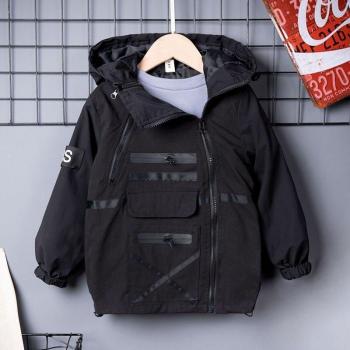 Boys Classic Outdoor Jacket, Hooded, Double Zip, Ages 4-13