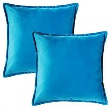 Bedsure Decorative Pillowcases 2 Pack Sky Blue Velvet 16in x 16in