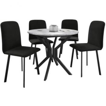 Conjunto de comedor Edmond 118, Mármol gris y negro