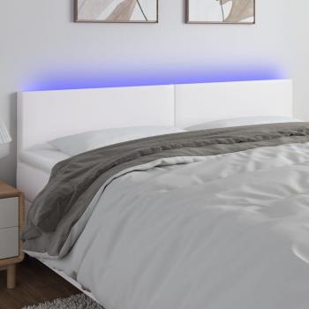 Tête de lit en similicuir blanc avec LED 180x5x78-88 cm