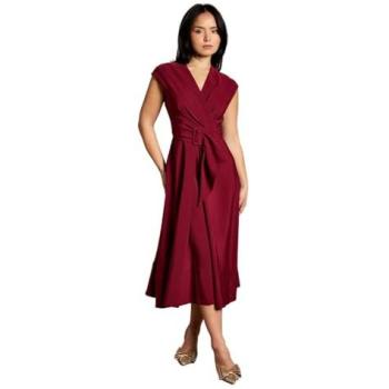 Coast Women’s Belted Wine‑Crepe Dress – Petite Size 6
