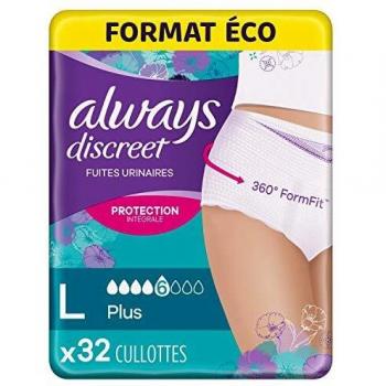 Always Discreet, Culottes Protection Urinaire, Taille L, 32 culottes