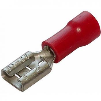 AERZETIX: 100 cosses électriques femelles plates 4.8mm 0.5mm 0.5-1mm² isolées rouges