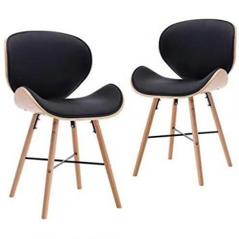 VidaXL Sedie da Pranzo in Similpelle Nere e Legno Curvato 2 pz