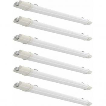 Set da 6 Lampade a Tubo Industriale a LED, Luce del Giorno, Ideali per Ambienti Umidi e Magazzini