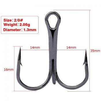 TripleHook Pro: Anzuelos de Carbono Negro 10 unidades