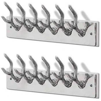 Wardrobe Coat Hooks 2 pcs Silver Aluminium by vidaXL