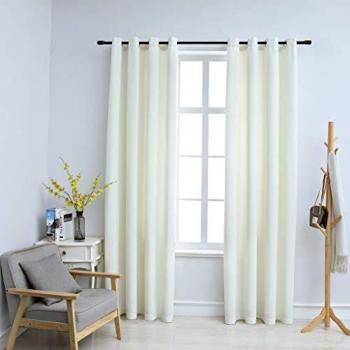 Velvet Blackout Curtains by Vidaxl, 2 Curtain Panels, Cream Color, 140x175 cm